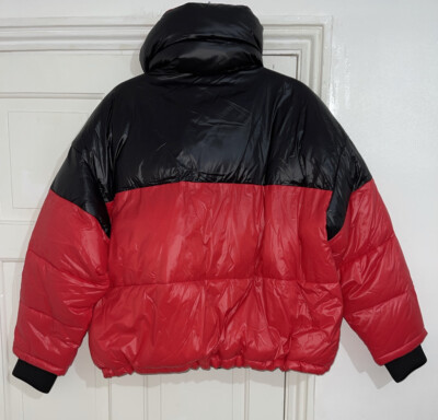 zara red and black puffer jacket