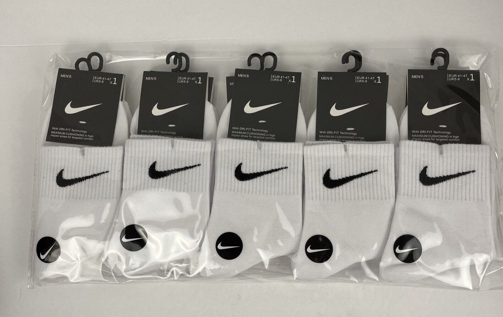 Nike Crew Socks White Mens 10 Pairs Lightweight Dri-fit Size US 5-9 EUR 41-47-image