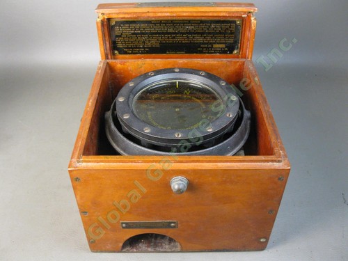 1940s WWII Eriksen Stellar Compass US Coast Guard Ship Maritime JH Bunnell USCG - 第 1/9 張圖片