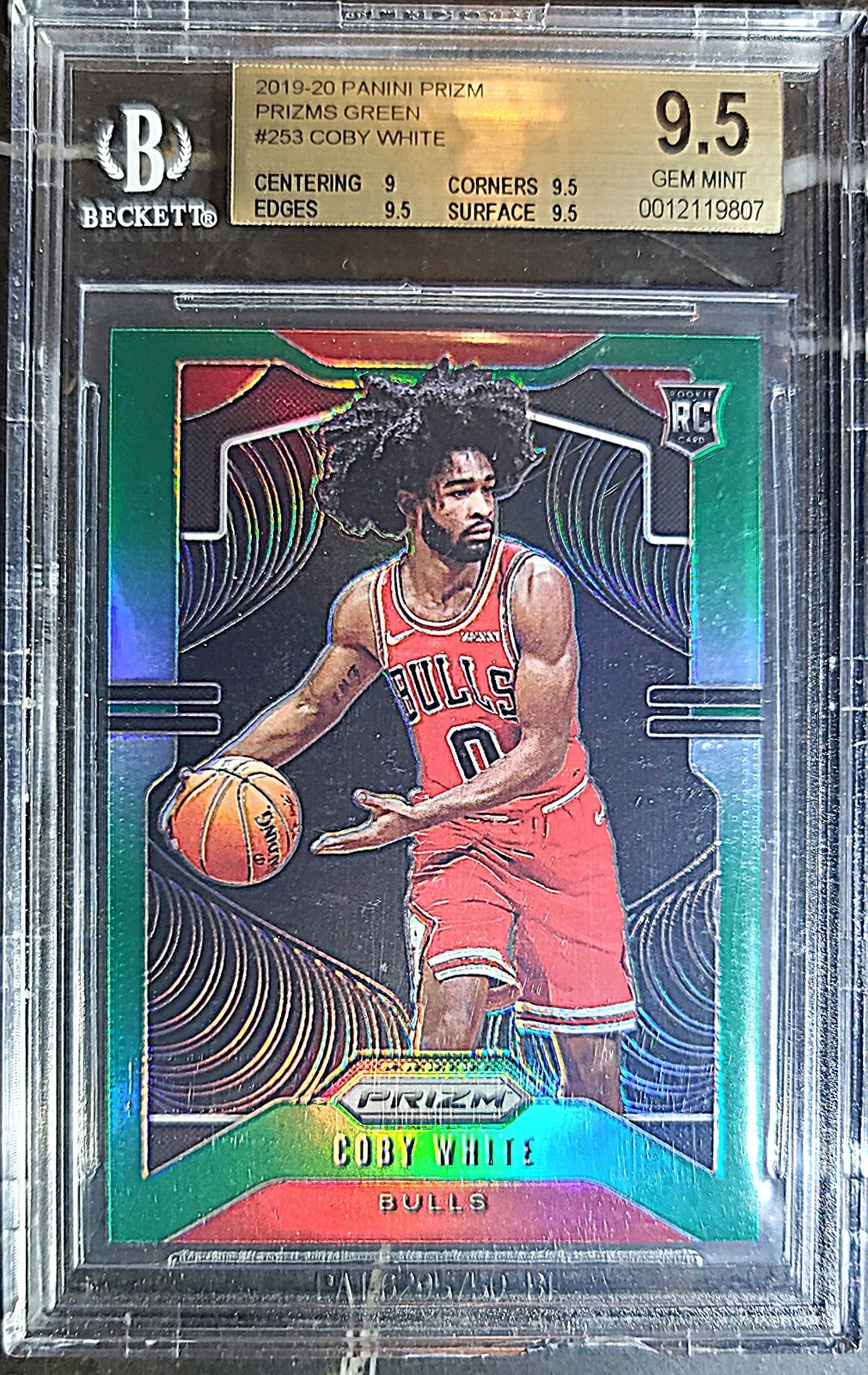 2019 Prizm Coby White RC Green Prizm BGS Sub-Graded 9.5 Gem Mint-CHICAGO BULLS