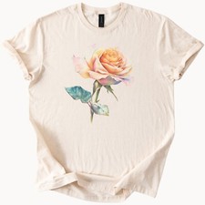 Rose T Shirt Floral Tee Watercolor Flower Graphic Soft Top