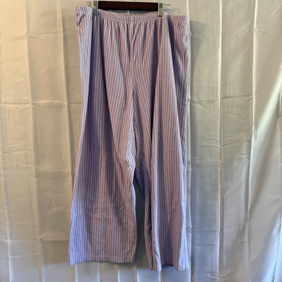 Conjunto de pijama de lana 3X XXXL púrpura blanco a rayas pantalones para dormir camisa pijamas Foto 4 de 4