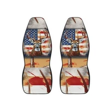 American Flag Camo Deer Hunting Polyester Car Seat Covers unversal car decor 