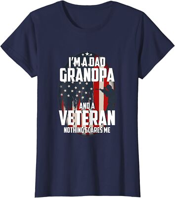 I Am A Dad Grandpa And A Veteran Nothing Scares Me Ladies' Crewneck T-Shirt