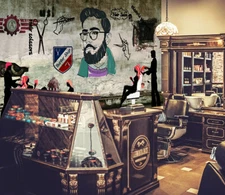 3D Salon G593 Barber Shop Wallpaper Wall Murals Removable Self-adhesive Honey