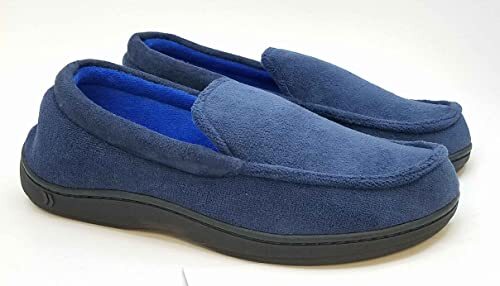 Isotoner Men's Microterry Jared Moccasin Memory Foam Slippers Blue XXLarge 13-14 - Picture 3 of 5