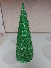 Beautiful 14" Green and White Color Changing Light Up Resin Christmas Tree