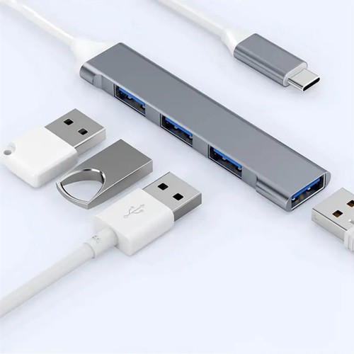 USB-C Hub 3.0 | 4-Port USB C Adapter Hubs Dock Extender Data Splitter PC Laptop - Picture 4 of 11