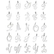 925 Sterling Silver Pendant Alphabet Initial Charm Large Script Letter A-Z Gift