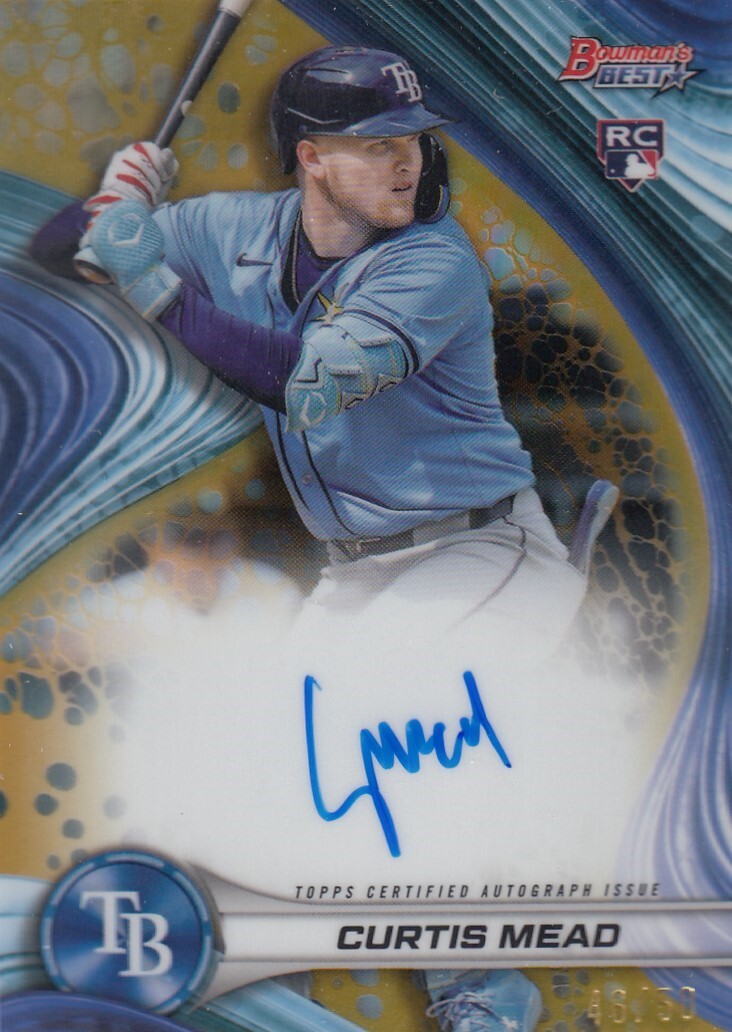 CURTIS MEAD /50 ROOKIE AUTO RC RAYS 2024 BOWMAN'S BEST GOLD REFRACTOR AUTOGRAPH