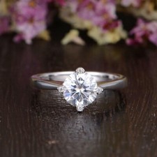 2Ct Lab Created Round cut VVS1 Diamond Engagement Ring 14K White Gold Fn
