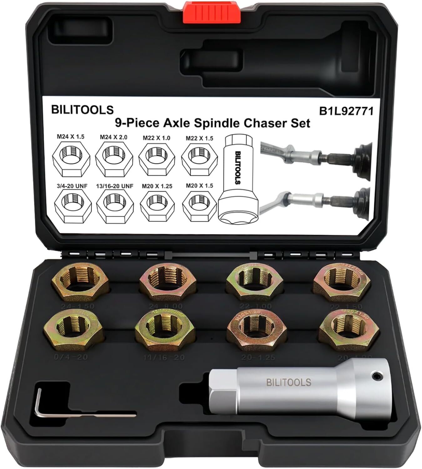 BILITOOLS 10-Piece Axle Spindle Thread Chaser Set, Thread Rethreading ...