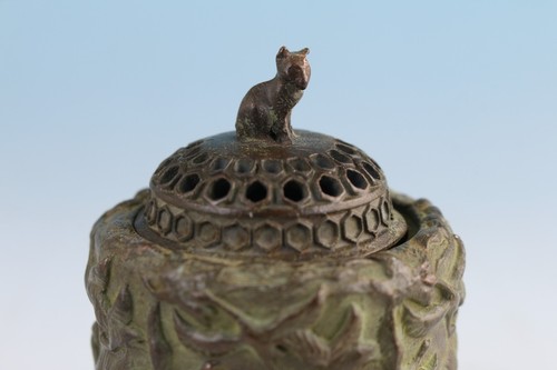 Seltene alte chinesische Bronze handgeschnitzte Katzenfigur Statue Weihrauchbrenner Buddha - Bild 2 von 7