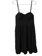 Rewash Molded Cup Dress Medium Black Adjustable Straps Smocked Back Babydoll
