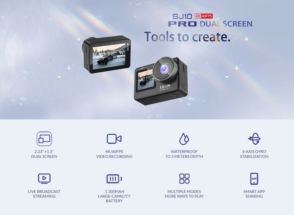 SJCAM SJ10 Pro Dual Screen Action Camera 4K 60FPS WiFi Gyro Anti-shake Sports DV - Image 2 of 4