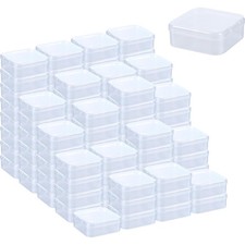100 Pc Small Clear Plastic Storage Boxes Hinged Lids 2 2 X 2 2 X 0 8 In