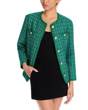 128 Aqua Bloomingdale  s Exclusive Green Cropped Tweed Jacket Blazer Size XS