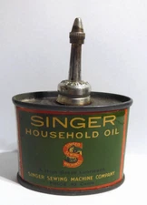 Vintage Singer Sewing Machine Household Oil Handy Oiler Tin/Can Lead top 1⅓ oz