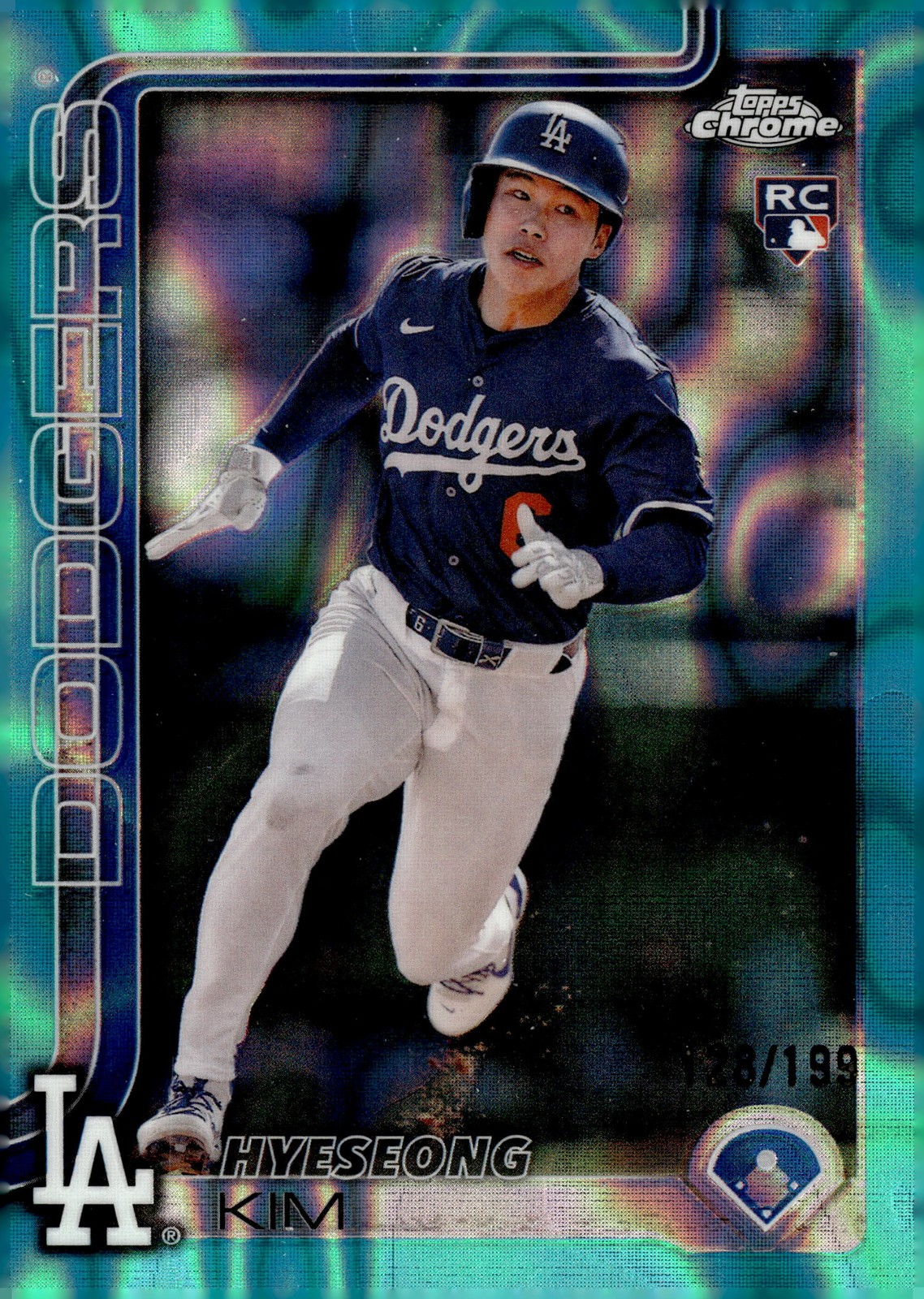 2025 Topps Chrome #152 Hyeseong Kim Aqua Lava Refractors #/199