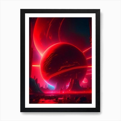 Red Giant Neon Nights Space Art Pri Framed Wall Art Poster Canvas Print Picture