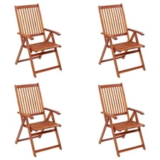 Garden Chair Set of 4 Natural Brown Solid acacia wood Medium