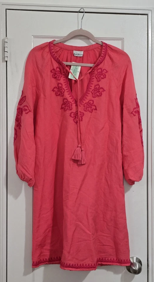 Vestido de encubrimiento Tommy Bahama Santa Lucía mezcla de lino bordado talla PEQUEÑO. Nuevo con etiquetas Foto 2 de 4