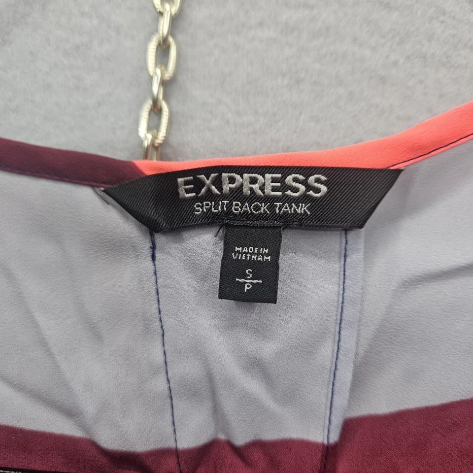 Camiseta sin mangas Express para mujer talla pequeña multicolor espalda dividida Foto 3 de 4