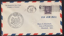 1929 SPECIAL AIR MAIL FLIGHT COVER KINGSTON ON TO MONTREAL QC #146 5¢ F-VF