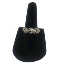 925 Sterling Silver CZ Ring Leaf Design Hallm...