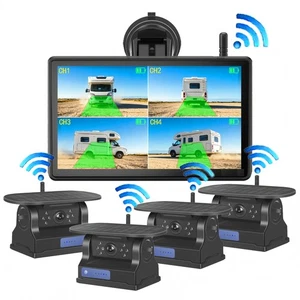 Sans fil magnétique solaire 4x Caméra de secours 7'' DVR 1080P Pour RV Remorque
