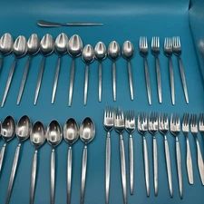 Vintage Astro Stainless Steel Flatware by Stanley Roberts Japan MCM 38 Pieces