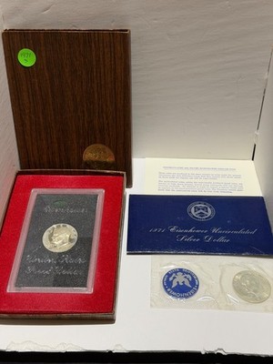 1971-S  EISENHOWER 40% SILVER PROOF & SILVER UNC DOLLAR SET/ US MINT PACKAGING