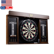 Bristle Dartboard Cabinet Set LED Lights Official Size Dart Board by Company