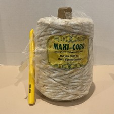 Macrame Maxi-Cord Braided Synthetic Fiber 100 Yards Tan and White Indoor/Outdoor