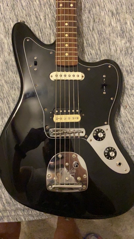UPGRADED PICKUPS Fender Jaguar Series Solid Body Electric Guitar Black 6-String