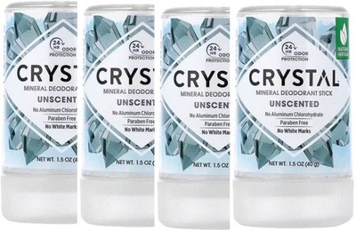 4 Crystal Unscented Deodorant Stick Mineral Salt All Natural No Aluminum 1.5oz
