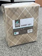 #^ True North Sheet Set Tan Plaid Size Queen OEKO TEX
