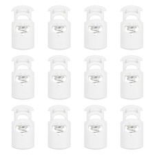50pcs Plastic Cord Lock, Single Hole Spring Toggle Stopper Cord Fastener, White