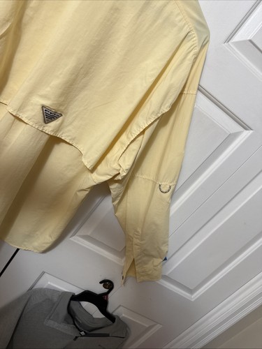 Columbia Shirt Mens Large Yellow PFG Vented Fishing Button Up Long Sleeve - Picture 13 of 14