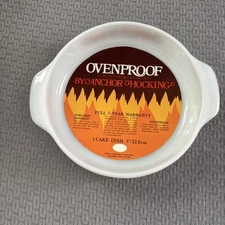 VTG ANCHOR HOCKING FIRE KING 'NATURE'S BOUNTY' 9" CAKE DISH #429 W/HANDLES USA