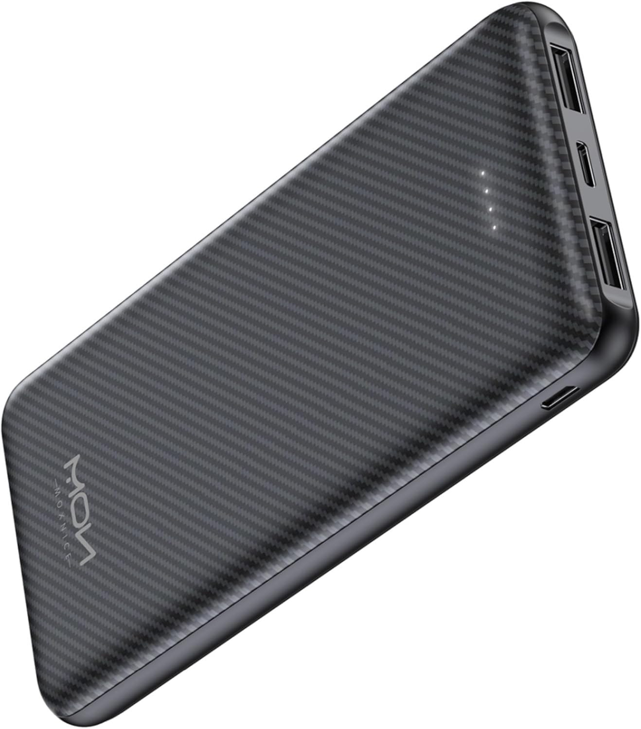 MOXNICE 10000mAh Fast Charging Power Bank with USB-C PD 3A in Black