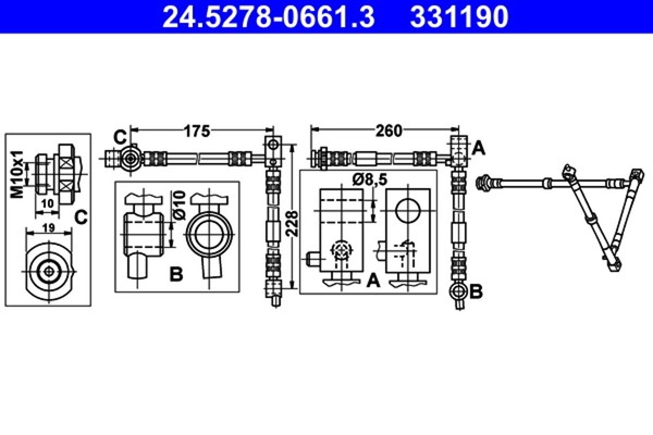 ATE Bremsschlauch 24.5278-0661.3 FüR Primera WP12 Nissan P12 Hatchback Traveller-image