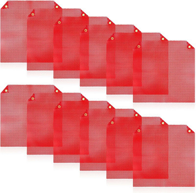 12 Pack 18 X 18 Inch Safety Flags Oversize Grommet Warning Flag Mesh Weatherproo