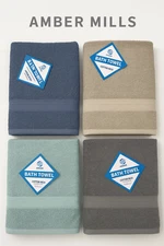 4 Amber Mills  100% Cotton 6 Pack   Bath Towel 27" x 52"   In 4 Assorted Colors.