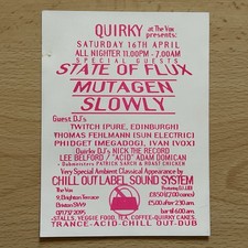 Quirky London Rave Flyer 1994 Techno Trance Acid Chill Out Dub State Of Flux