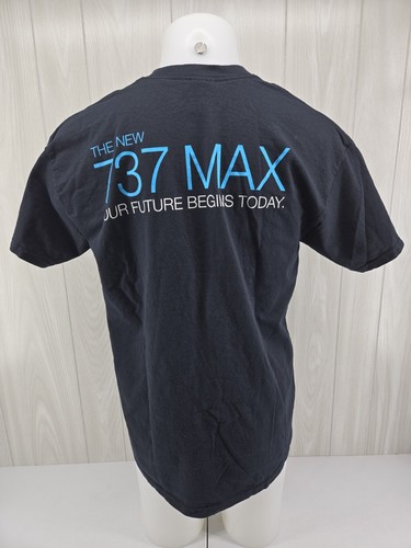Boeing 737-8 Rollout Large Promo Aviation Black T-Shirt Mens - Picture 9 of 12