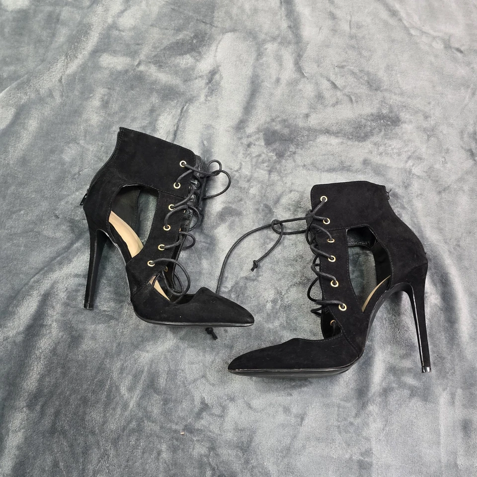 Zapatos de aguja ShoeDazzle para mujer 8,5 gamuza recorte con cordones tacón alto Foto 2 de 4