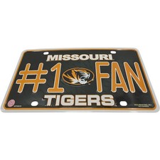 Missouri Tigers #1 Fan Metal License Plate Rico Industries Tag Express Official