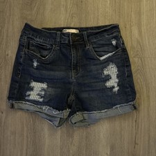 SO Denim Shorts, High Rise Midi, Size 9/28, Juniors Blue Jean Shorts