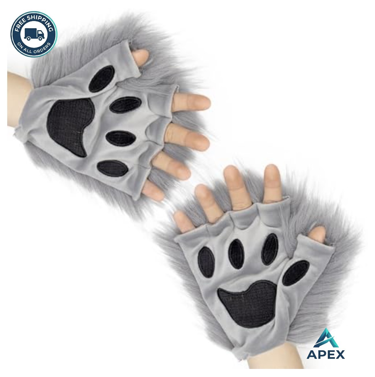 Furry Fox Mask Animal Costume Set Wolf Tail Paws Gloves Adult Party Cosplay image 4